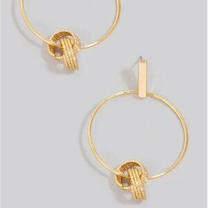 Linked Textured Hoop Dangle Earrings